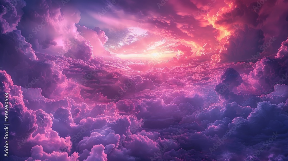 Colorful clouds at sunset over a vast sky filled with pink and purple hues Colorful clouds at sunset over a vast sky filled with pink and purple hues