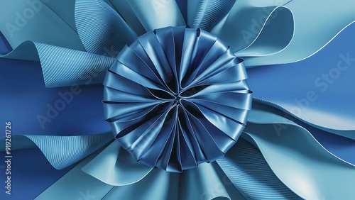 3d render, abstract modern blue background, folded ribbons macro, fashion wallpaper with wavy layers and ruffles