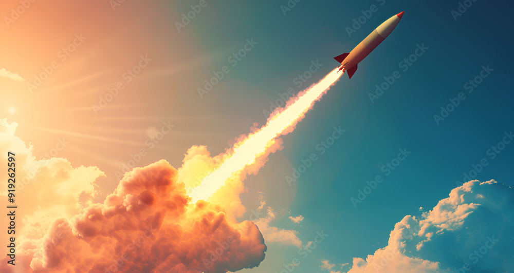 Dynamic Rocket Launch with Bright Exhaust Trail A rocket soaring through the sky, dynamic, rocket launch, bright, exhaust trail, rocket, soaring, sky, space, flight, propulsion, ignition Dynamic Rocket Launch with Bright Exhaust Trail A rocket soaring through the sky, dynamic, rocket launch, bright, exhaust trail, rocket, soaring, sky, space, flight, propulsion, ignition