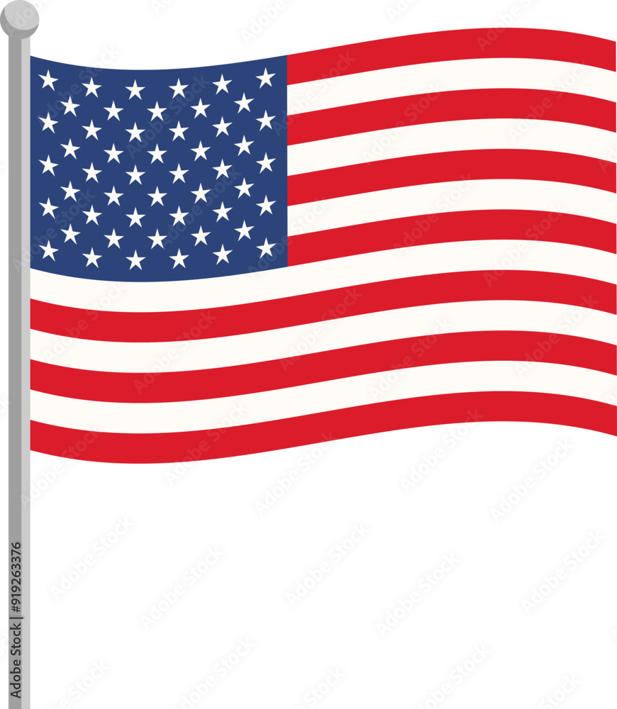 Fototapeta premium American flag icon. Veteran day symbol. Flat style.