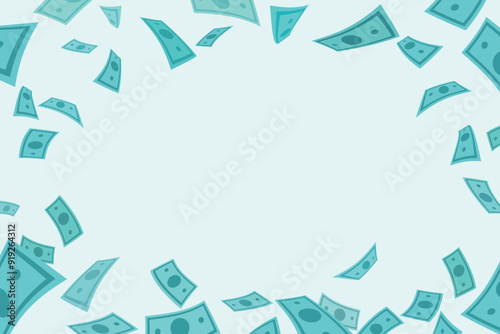 Vector illustration of flying money with space for design on transparent background.