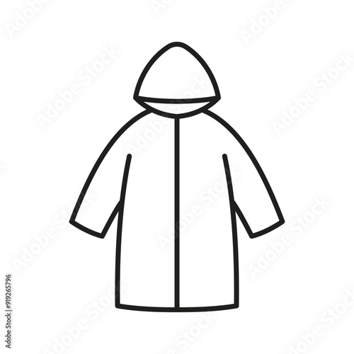 Raincoat icon with a hood, isolated on a white background.