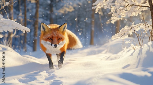 Hyperrealistic Fox Image: Stealthy Movement in the Shadows photo