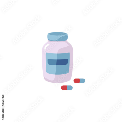 Vector illustration of a bottle with diabetes pills. Isolated background.