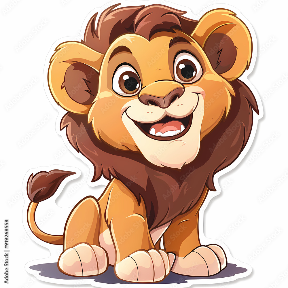 Obraz premium Cute Lion cartoon on a White Canvas Sticker,vector image