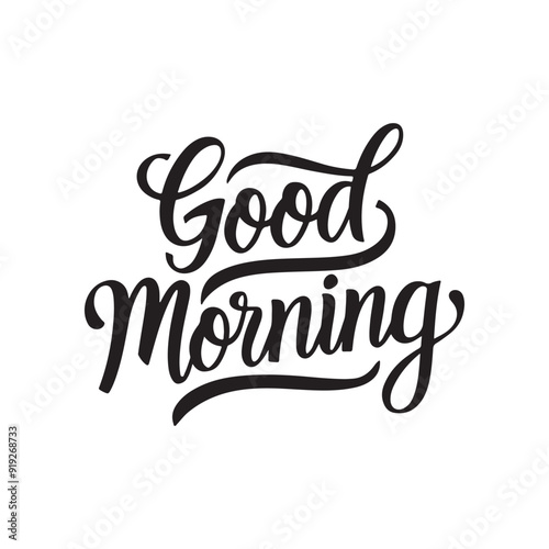 Good Morning vector calligraphy design, good morning typography design, vector illustration, lettering phrase good morning