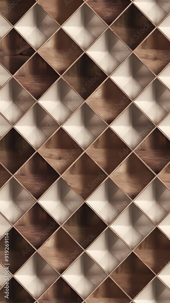 a diamond-shaped, tile wallpaper with a soft sheen. wall background composed of wood and timber blocks.