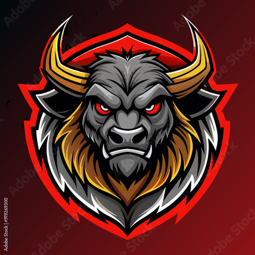 Bison mascot for sports and esports vector logo