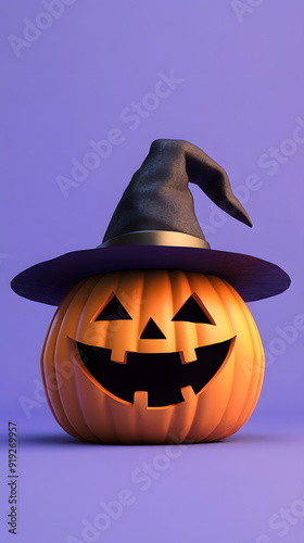 Spooky Halloween Pumpkin Headshot with Hat