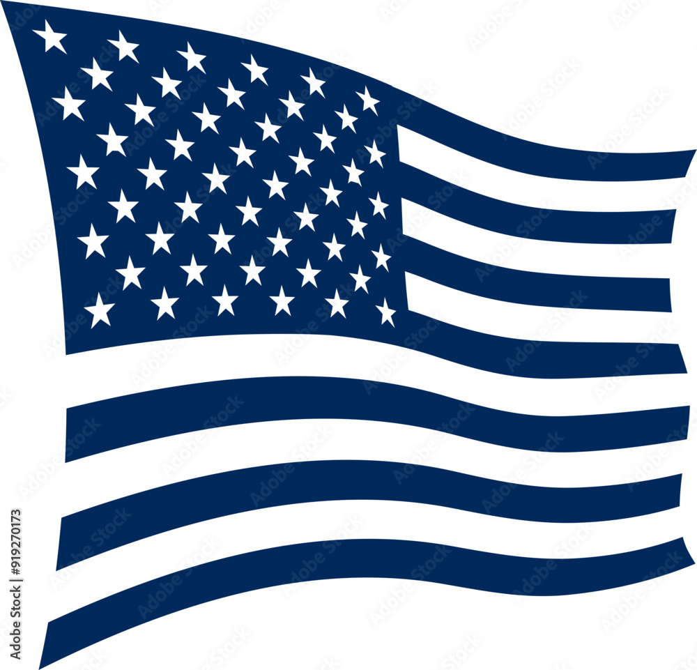 American flag icon. Silhouette style. American flag icon. Silhouette style.