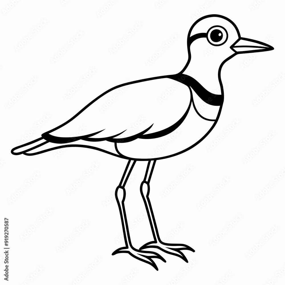 Obraz premium Killdeer Vector Illustration – Cute Cartoon Animal Logo, Funny Clipart for Graphic Design