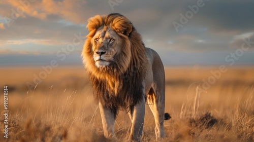 Wallpaper Mural A majestic lion striding away from a clearing, Torontodigital.ca