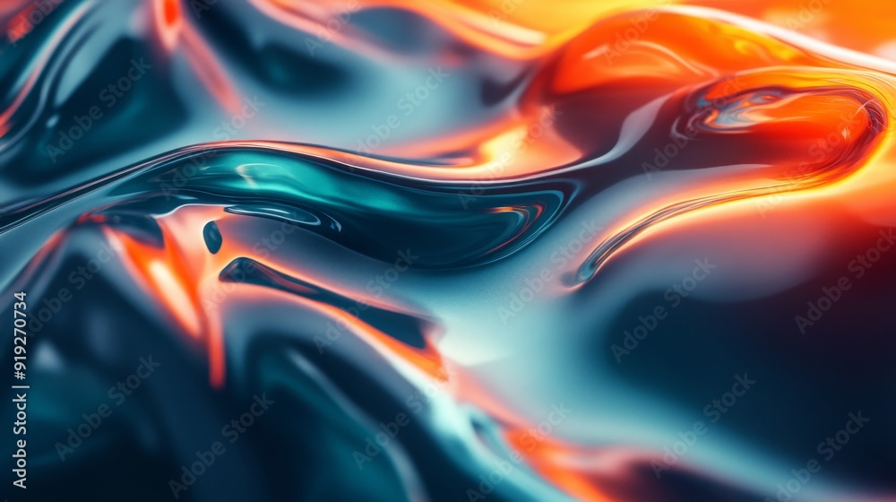 Abstract Swirling Liquid with Teal and Orange Hues Abstract Swirling Liquid with Teal and Orange Hues