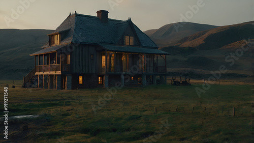 Rustic Wooden House in a Mountain Valley