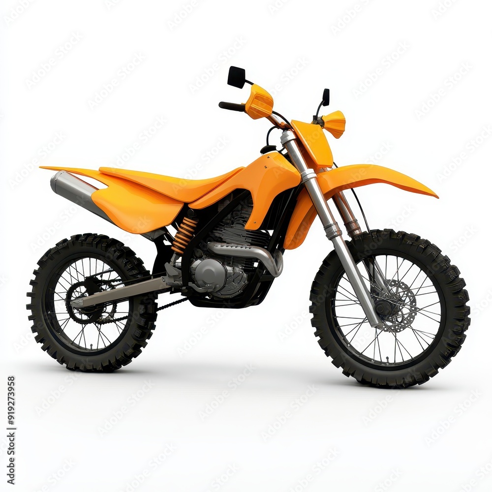Off road motorcycle isolated on a clean white background in a studio setting Off road motorcycle isolated on a clean white background in a studio setting