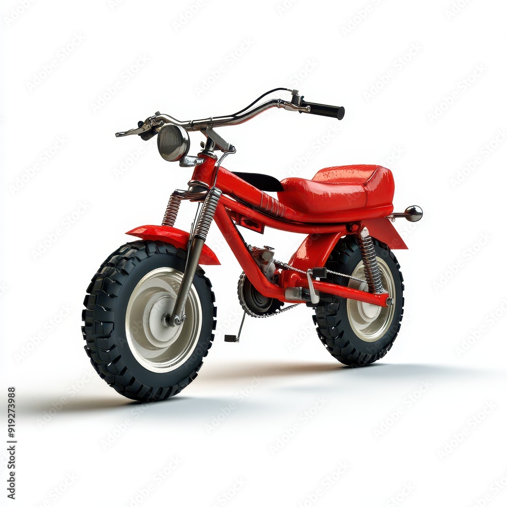 Fototapeta premium Red pocket bike isolated on a white background with a distinctive design
