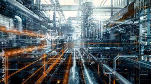 Wallpaper Mural Abstract representation of industrial automation with digital controls and robotic systems, showcasing efficiency and innovation in engineering. Torontodigital.ca