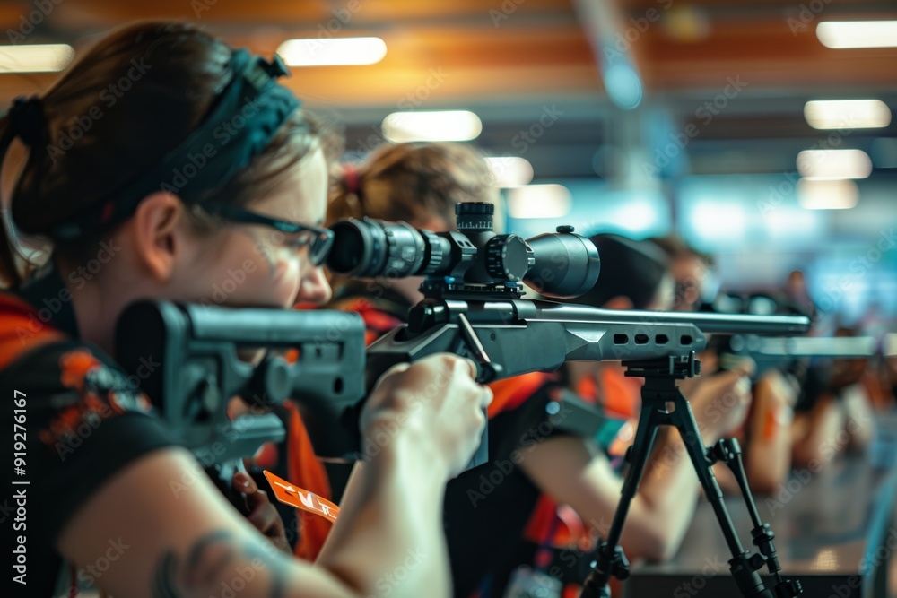 German Shooter in Action at Vibrant 10m Air Rifle Competition German Shooter in Action at Vibrant 10m Air Rifle Competition