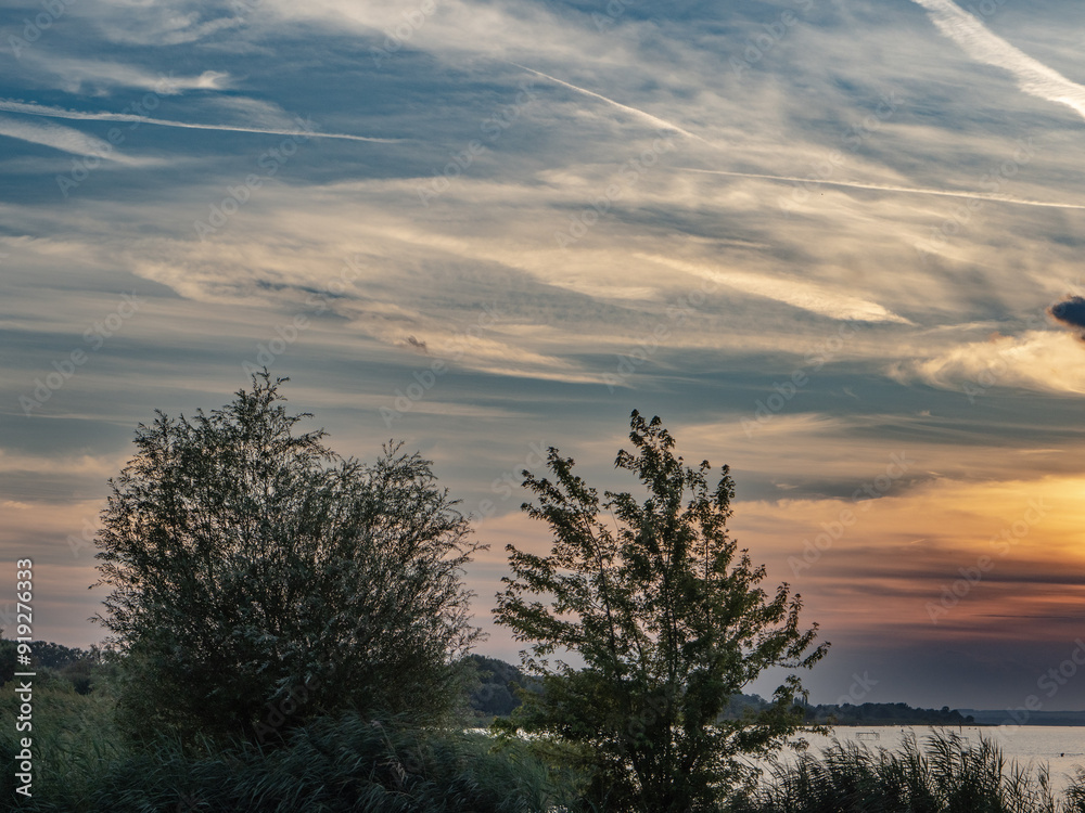 Fototapeta premium sunset nature sky line stripes
