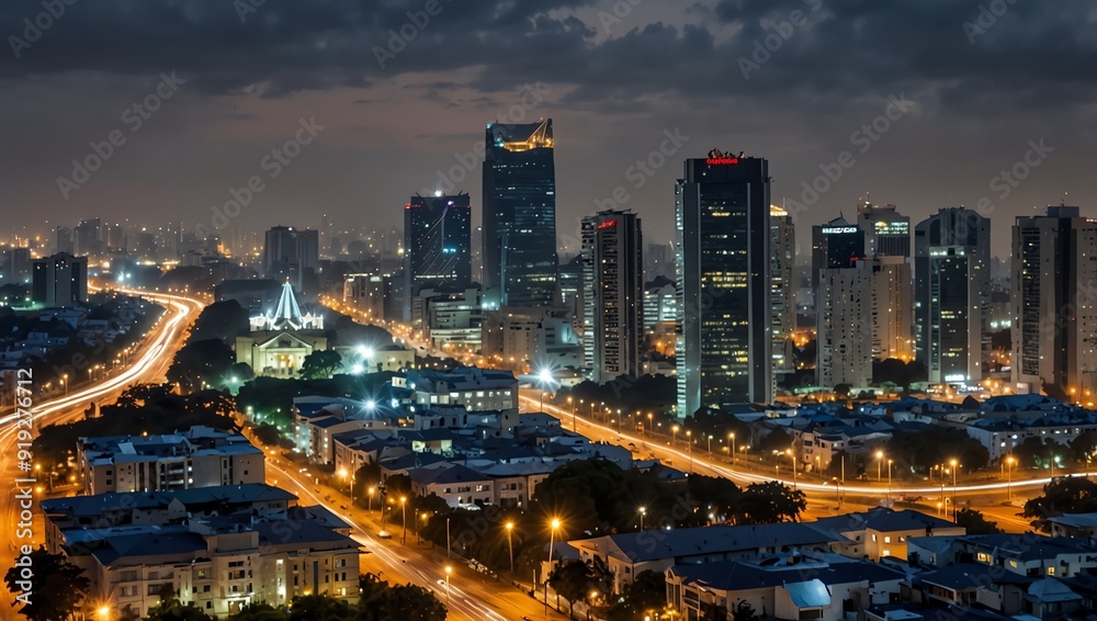 Fototapeta premium city skyline at night