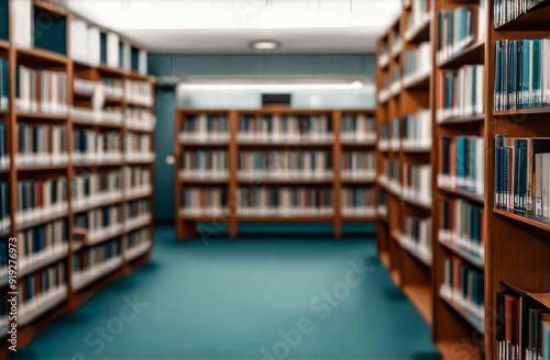 a blurred plan of the library room with filled cupboards