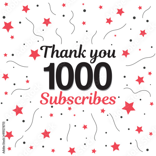 1000 subscribers, followers. Thank you for 1k subscribers, followers on social media. 1000 subscribers thank you, celebration banner for thanks