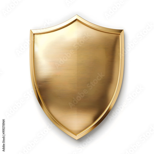 Shield, metal shield protection and security concept gold shield design minimal simple realistic armor. 