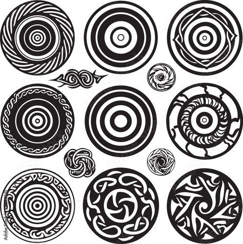 Artistic Sprials Silhouette Elements in Black