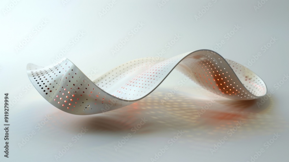 Conceptual design of a smart bandage with healing sensors and digital monitoring, highlighting innovation in wound care and treatment.