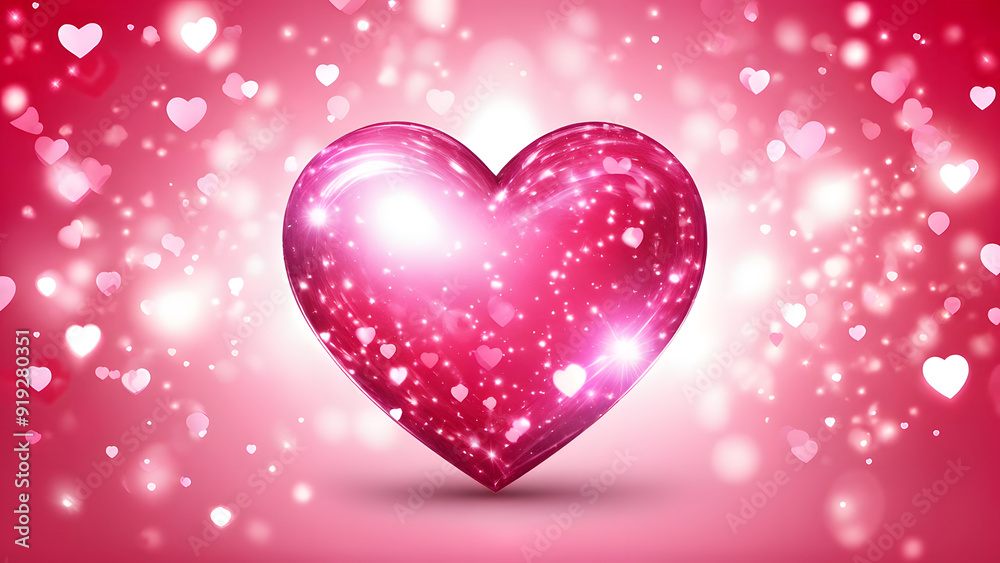 Valentine's Day Pink Love Heart Sparkling Light Effect Background, ai generative Valentine's Day Pink Love Heart Sparkling Light Effect Background, ai generative