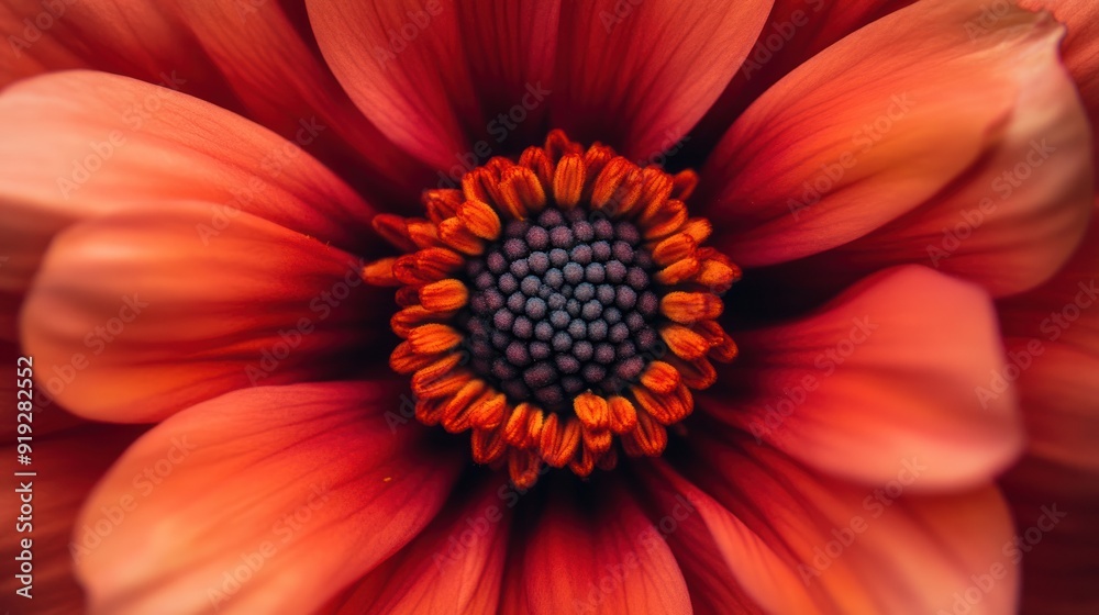 Close-Up of a Red Flower's Center and Petals Close-Up of a Red Flower's Center and Petals