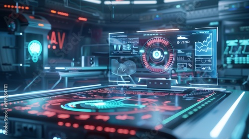 Wallpaper Mural Image of a futuristic medical device with smart technology and data connectivity, illustrating innovation in health monitoring and diagnostics. Torontodigital.ca