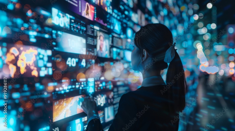 The concept of digital collaboration with virtual meetings and tech tools, emphasizing the future of work in a technology-driven society. The concept of digital collaboration with virtual meetings and tech tools, emphasizing the future of work in a technology-driven society.