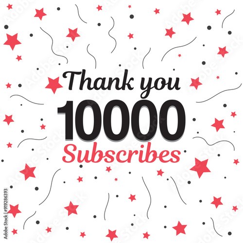 10000 subscribers, followers. Thank you for 10k subscribers, followers on social media. 10000 subscribers thank you, celebration banner for thanks