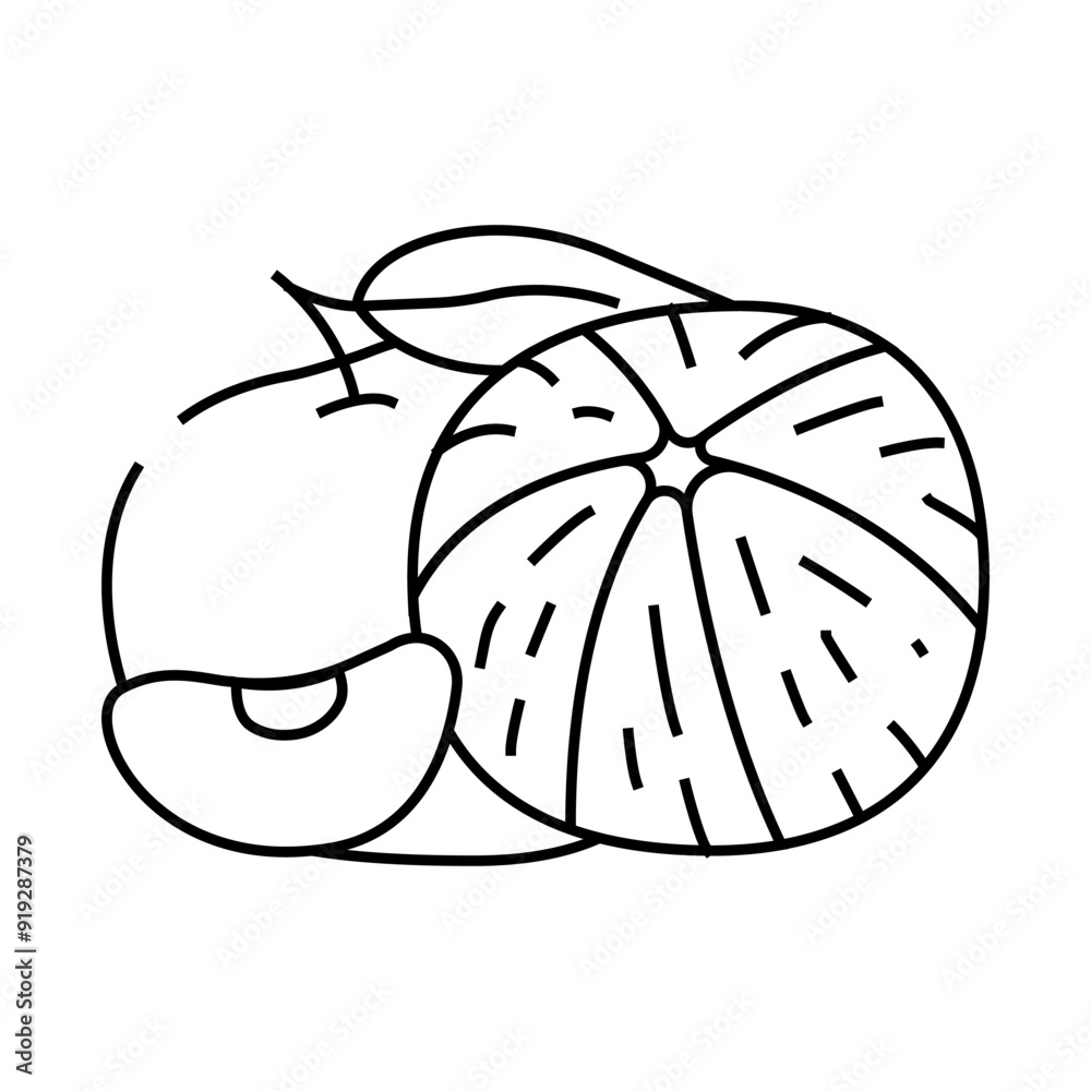 bunch tangerine line icon vector. bunch tangerine sign. isolated contour symbol black illustration