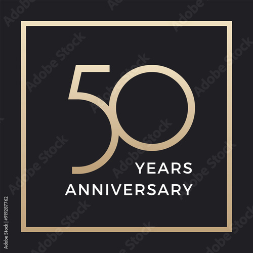 Fifty years celebration event. 50 years anniversary sign. Vector design template.
