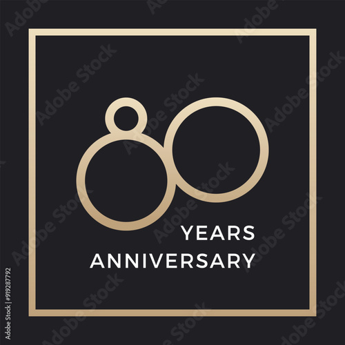 Eighty years celebration event. 80 years anniversary sign. Vector design template.
