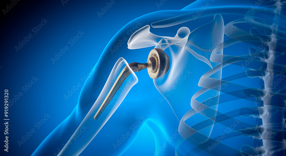 Shoulder joint replacement implant - X-ray view - Medically 3D ...