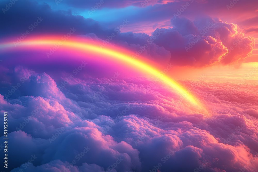 A tranquil scene of a rainbow arcing across the sky, its colors merging into a soft chromatic rhapsody as it fades, A tranquil scene of a rainbow arcing across the sky, its colors merging into a soft chromatic rhapsody as it fades,