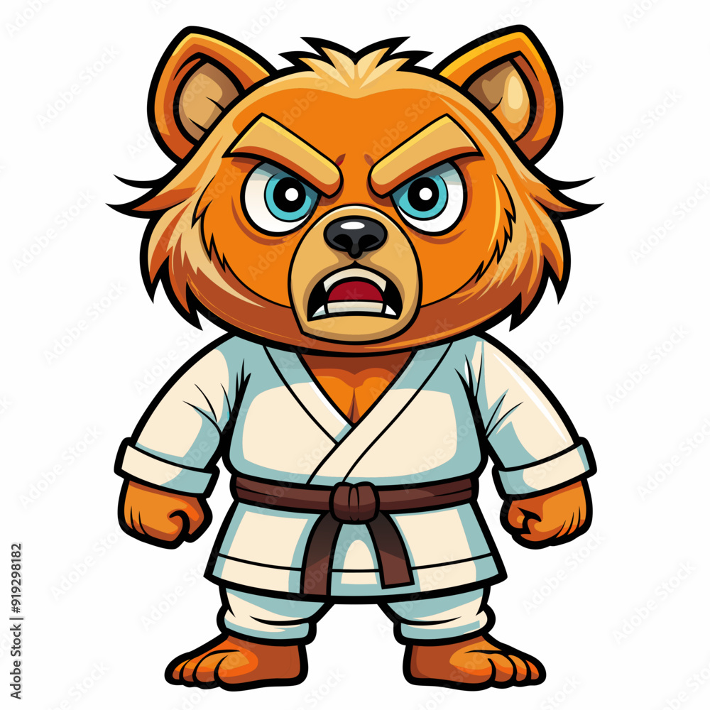cartoon illustration karate bear in kimono cartoon illustration karate bear in kimono