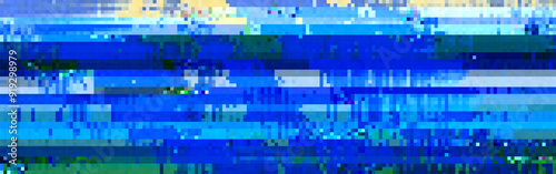 Trendy glitch pattern on dark background. Abstract geometric elements