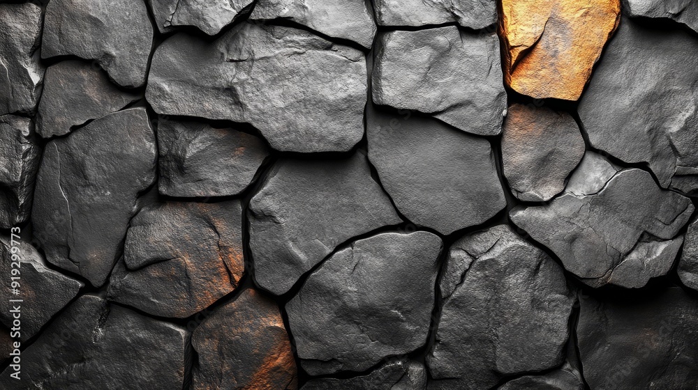 A wall made of stone with a small hole in it A wall made of stone with a small hole in it