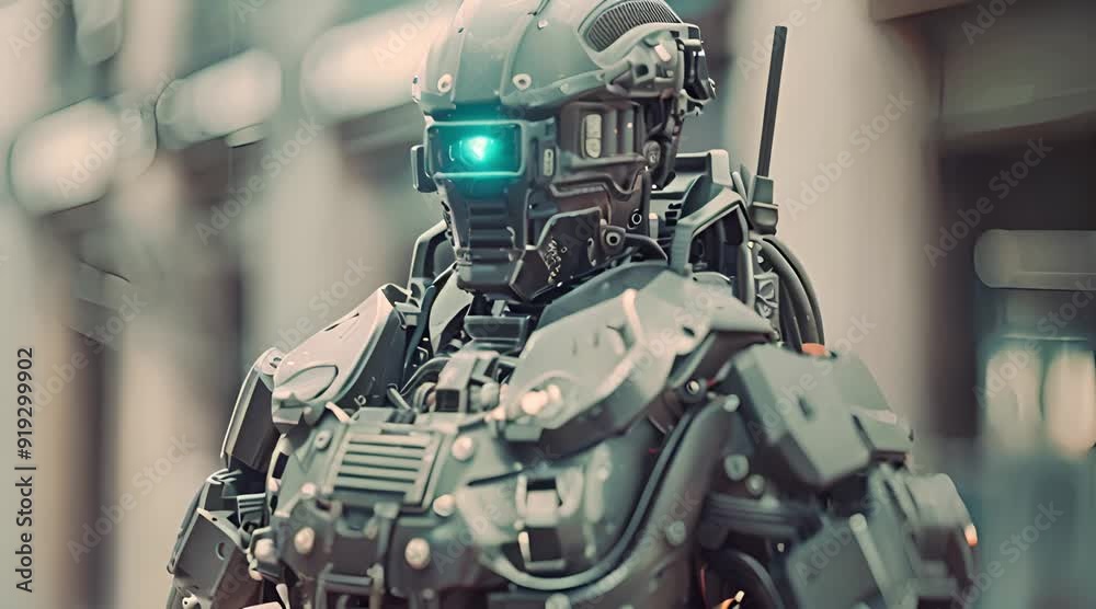 Futuristic Robot Soldier in Advanced Combat Armor Futuristic Robot Soldier in Advanced Combat Armor