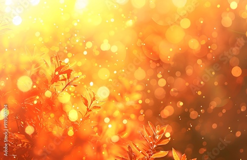 autumn natural bokeh with sun for background or backdrop	
