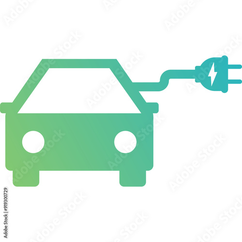 Electric EV Vehicle, Charging Car, Hybrid Vehicle Charging. Vector Icon