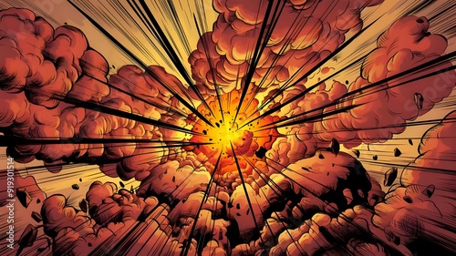 Cartoon explosion element scene background drawn by hand