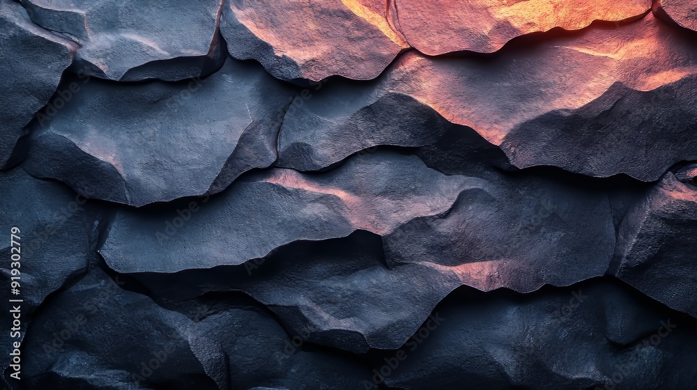 The image is of a rocky surface with a blue and black color scheme The image is of a rocky surface with a blue and black color scheme