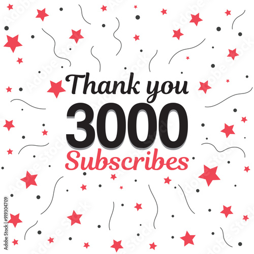 3000 subscribers, followers. Thank you for 3k subscribers, followers on social media. 3000 subscribers thank you, celebration banner for thanks