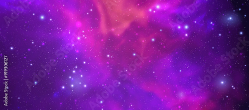 Space vector background with realistic nebula and shining stars. Magic colorful galaxy with stardust