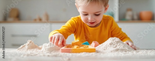 Therapist using sand tray therapy with a child to explore emotions, play therapy, mental health